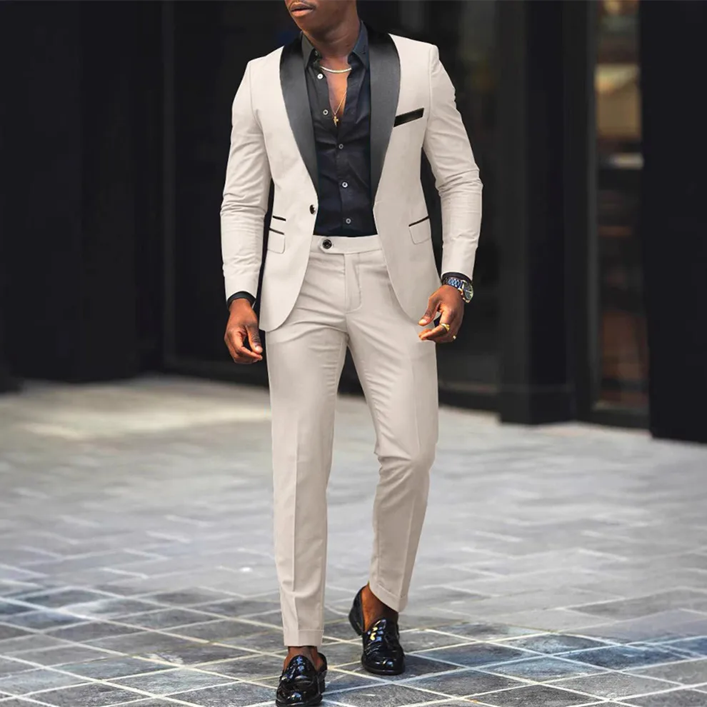 

Men's Casual Business Have Smoking Suit High End Brand Boutique Fashion Blazer Pants Groom Wedding Dress Party Suit
