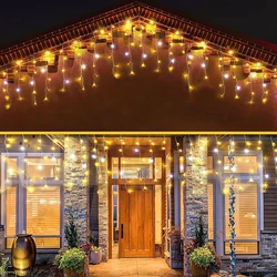 6-12M LED Icicle String Fairy Lights Outdoor Garland Light For Garden Party Birthday New Year Wedding Patio Christmas Home Decor