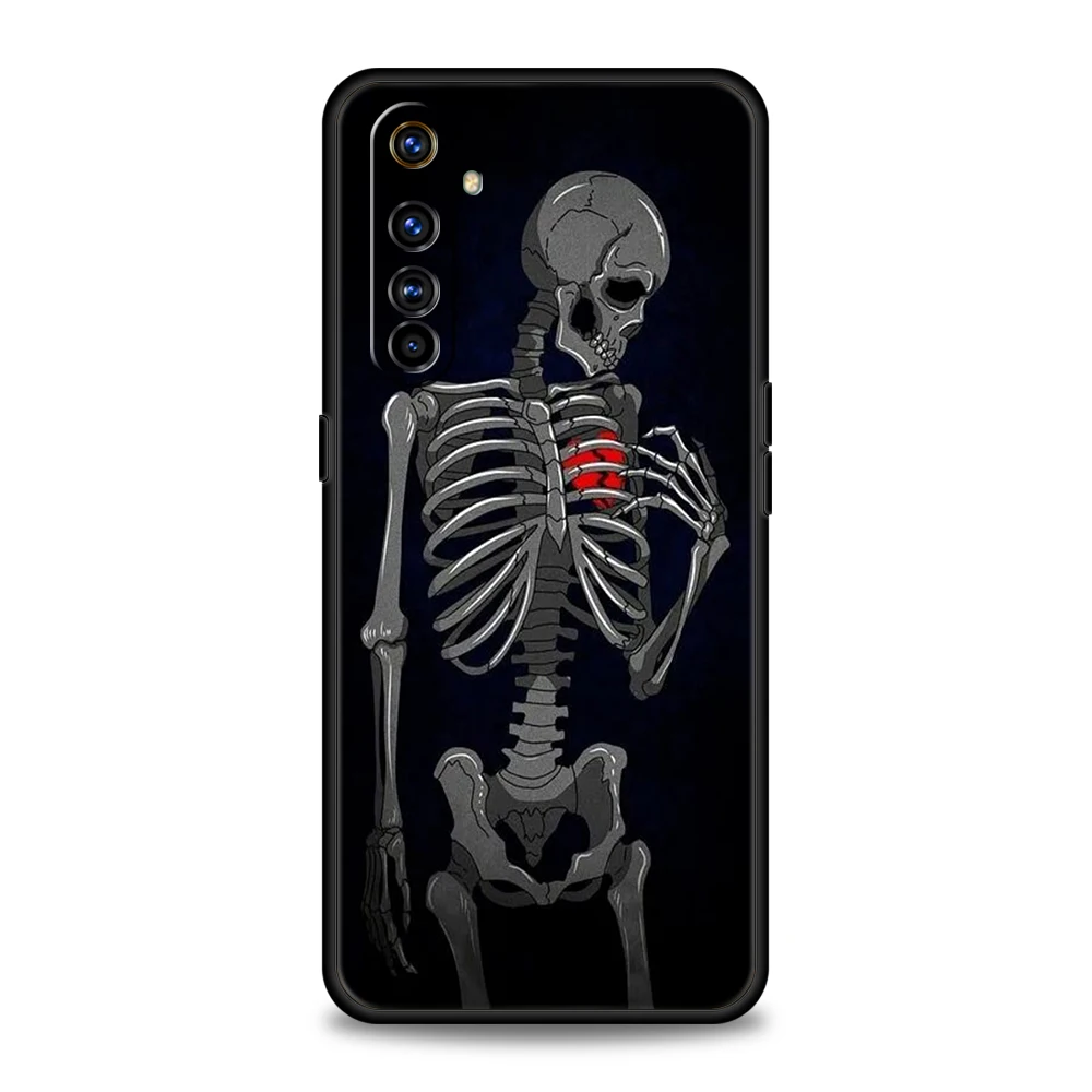 Red Love Skeleton Diagram Soft Case For Oppo A12 A16 A74 A76 A15 A52 A53 A54 Find X5 Reno6 Z Reno7 SE Pro 5G A9 2020 Phone Shell