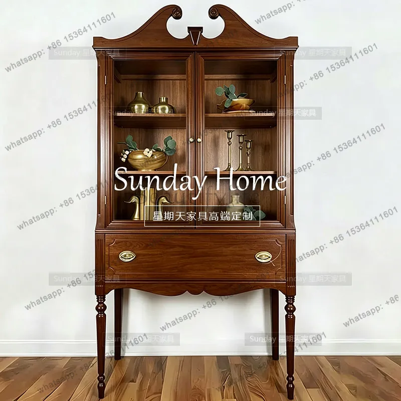 Factory Direct vintage-style wine cabinet, integrated glass display cabinet for living room corridors available in customizable
