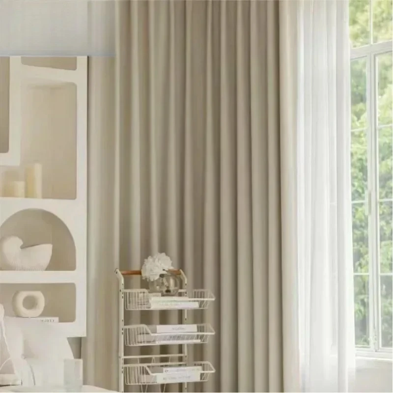 

Custom Size Luxury Blackou Curtains for Living Dining Room Bedroom Soild Color Beige Bedroom Curtain Home Decor Window 창문커텐