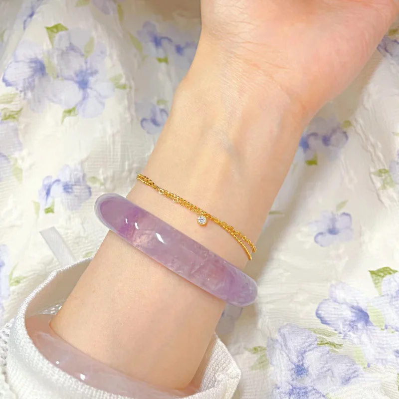 

Браслет из натурального лавандового аметиста, женский браслет с прозрачными кристаллами фиолетового льда