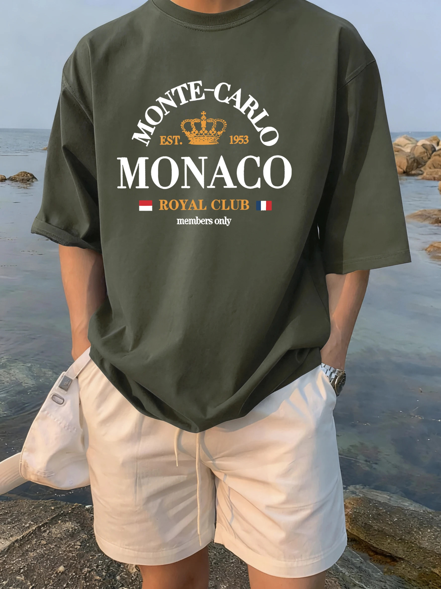 Monte-Carlo Monaco Prints Unisex Fashion Streetwear Cotton Breathable T Shirt Summer Soft Top Basic Casual Short Sleeve Mens