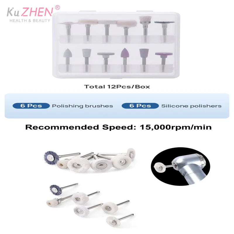 

12 шт./кор. набор для полировки зубов для низкоскоростного наконечника, стоматологическая композитная отделка, полировка, стоматология, фарфор/натуральные зубы