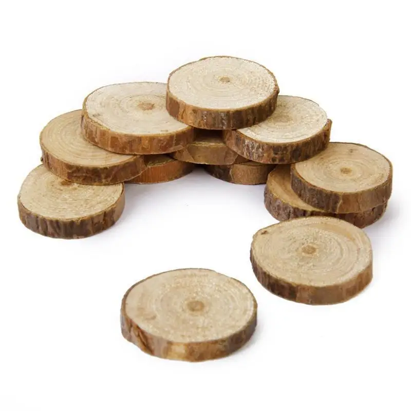 30Pcs 1-3CM Round Wooden Slices Unfinished Wood, For Weddings Party, DIY Crafts