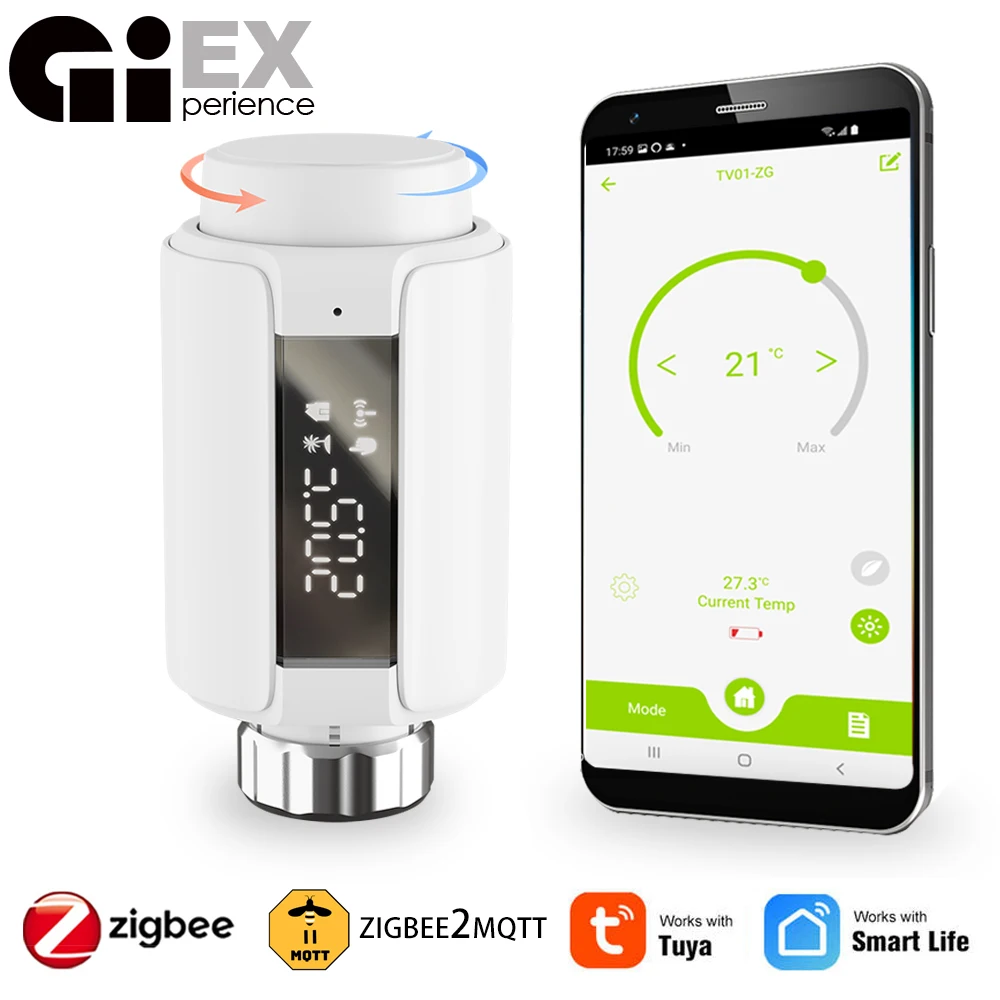 WIFI & Zigbee Thermostatic Radiator Valve Smart Radiator Actuator TRV Temperature Controller Voice Control via Tuya Zigbee2MQTT