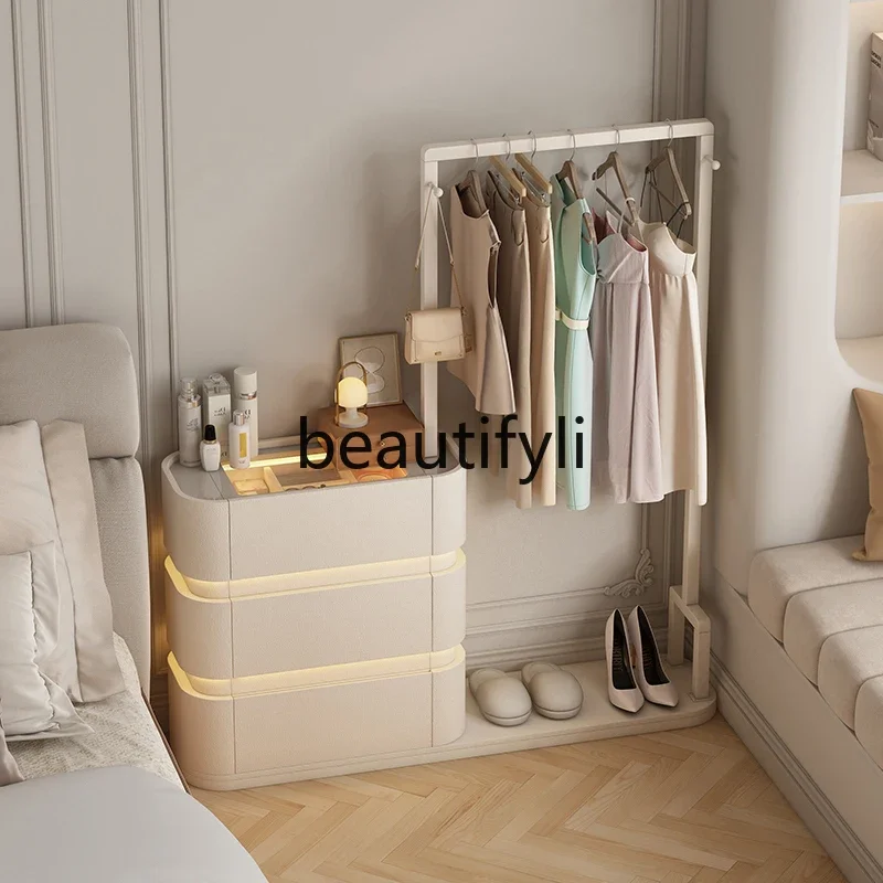 Bedroom bedside hanger locker combination light French cream wind bedside table hanger integrated