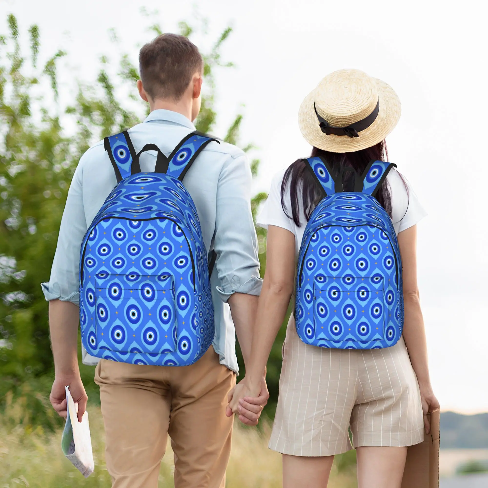 Evil Eye Turkish Mystic Greek Amulet Backpack  Youth Polyester Outdoor Style Backpacks Large Kawaii High School Bags Rucksack