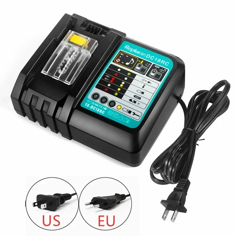 DC18RC Li-ion Battery Charger 3A Charging Current for Makita 14.4V 18V BL1830 Bl1430 DC18RC DC18RA Power tool + USB port