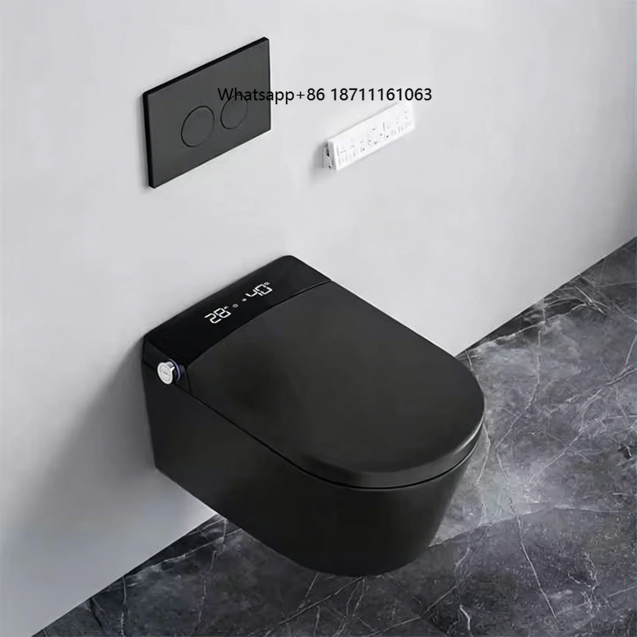 New Design American European Standard Dark Grey Toilet Sanitary Ware Back to Wall Ceramic Wall Hung Smart Toilet for Bathroom