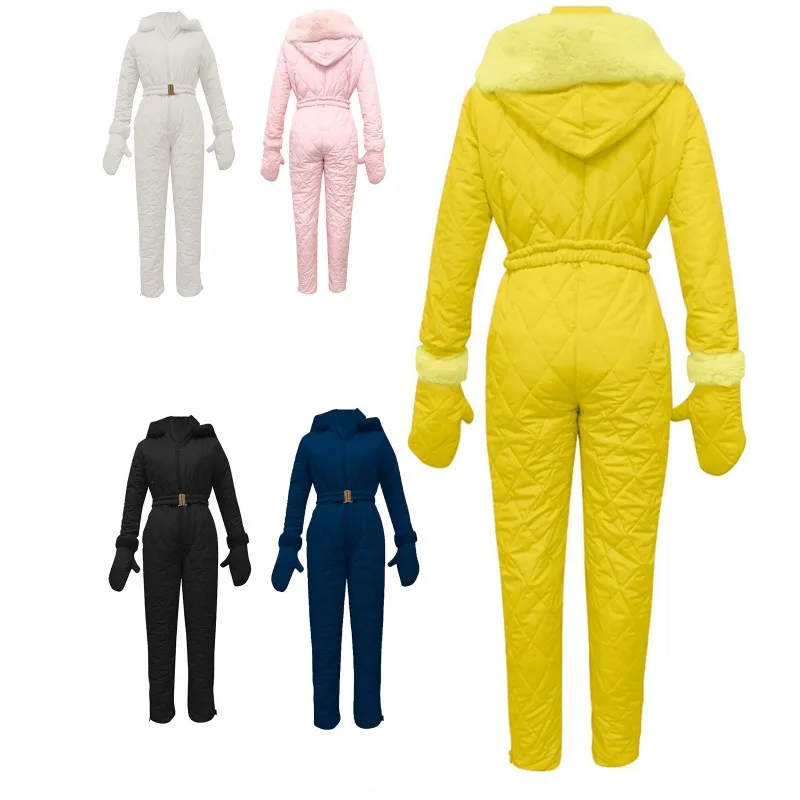 

Однотонный лыжный костюм для пары, зимний водонепроницаемый лыжный костюм, спорт на открытом воздухе, модный и теплый цельный женский ремешок для перчаток