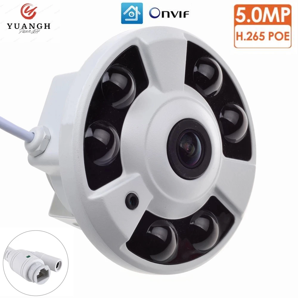 

5MP CCTV HD IP Camera 180 Degree 1.7mm Lens IR Night Vision Indoor Security POE Camera XMEye APP