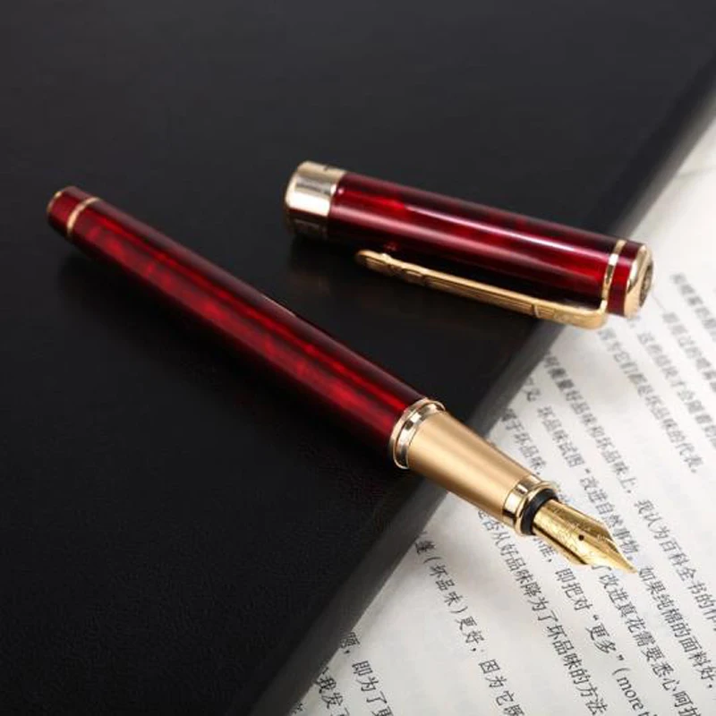 Picasso 902 Noble Gentleman Burgundy Red Fountain Pen 0.5mm Fine Nib Golden Trim Ink Pen Luxurious Writing Gift Pen Set