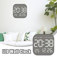 Digital LED Clocks ABS Electronic Wall Clock Mirror Brushed Finish Feel Silent able Alarm Clock Temp Display Table Clock Bedroom