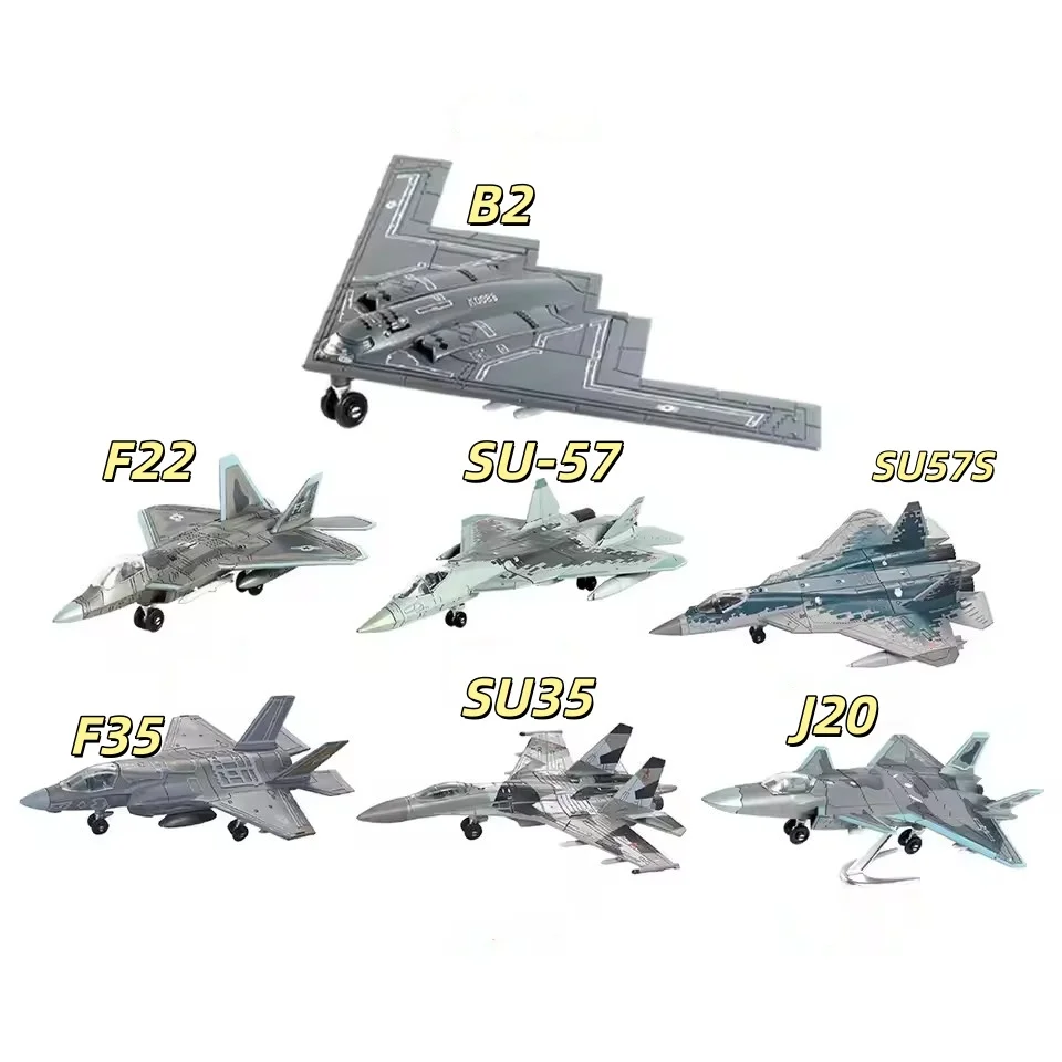 Modèle d'avion de chasse de la série ABS, ornement souvenir, B2 F22 SU57 F35 SU35 J20, objets de collection, jouets de construction pour enfants, cadeau modèle