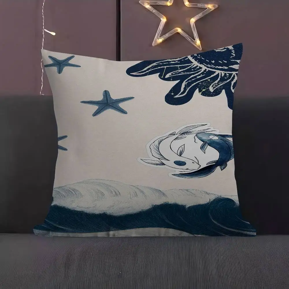 

Sea And Sun Motif Pillowcase Toon Gift Cushion Cover Bedroom Home Sofa Chair Seat Decor Pillow Case