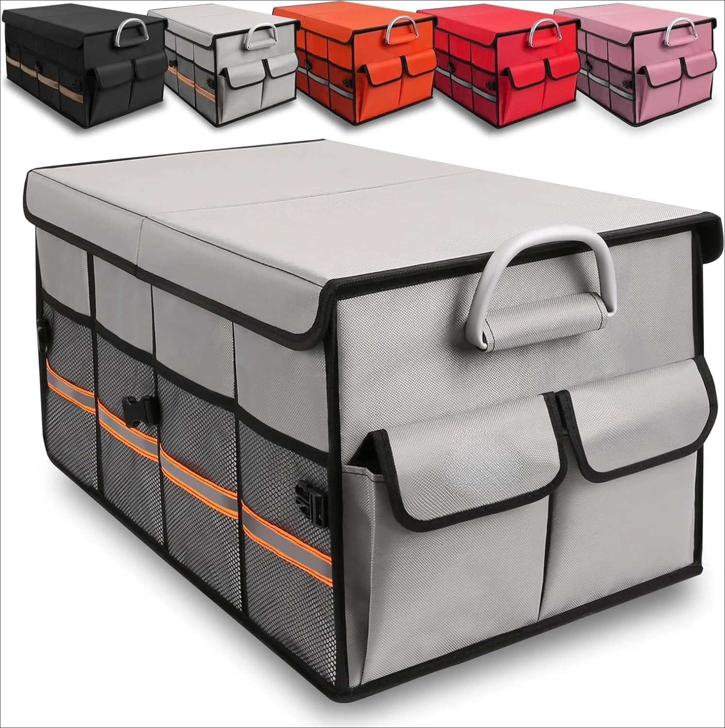

Car Trunk Organizer, Cargo Organizer SUV Trunk Storage Non Slip Bottom Waterproof Collapsible Durable Multi Compartments