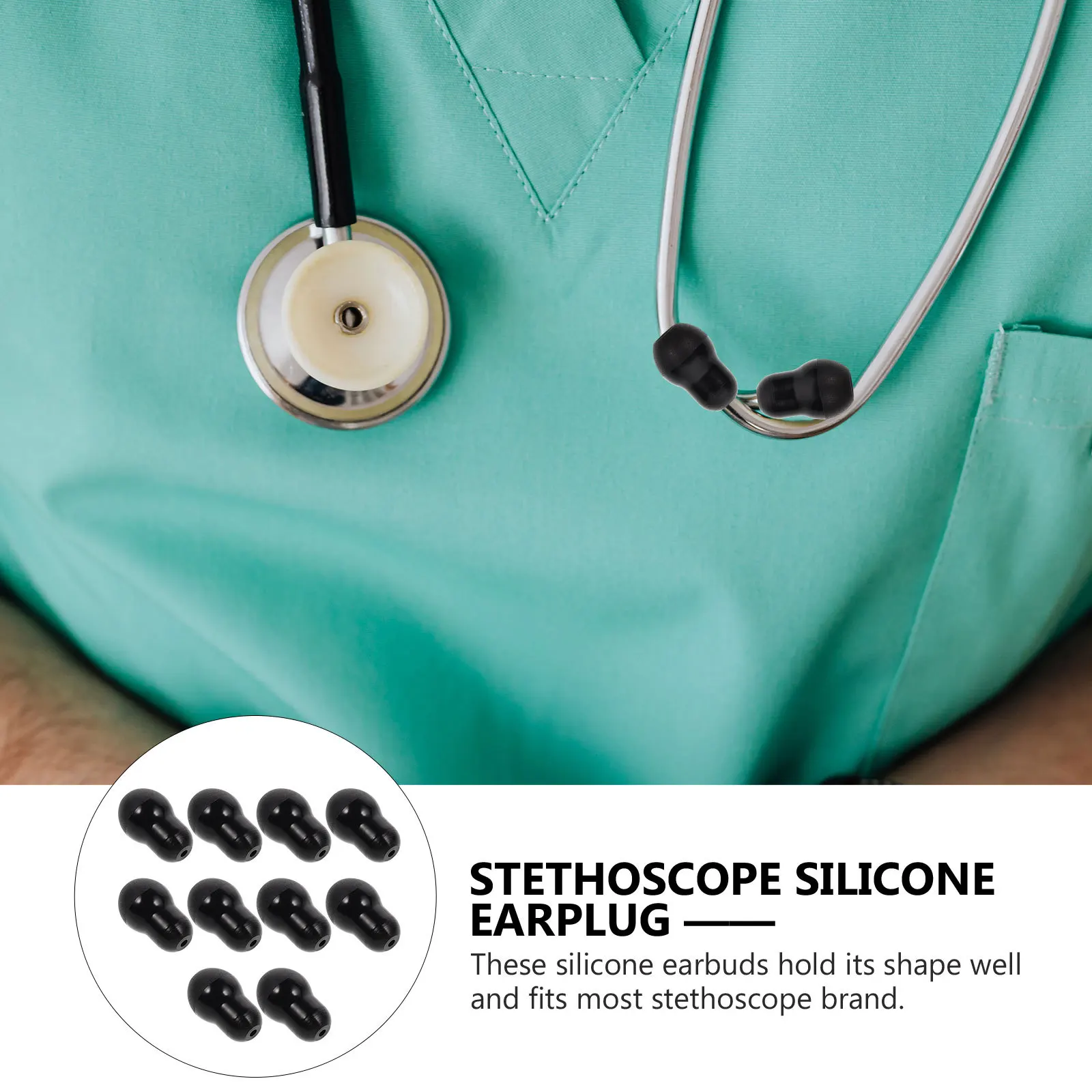 

10 Pieces Silicone Soft Comfortable Stethoscope Earphone Ear Tips Replacement for 6mm Earbuds Clinic for Earbuds