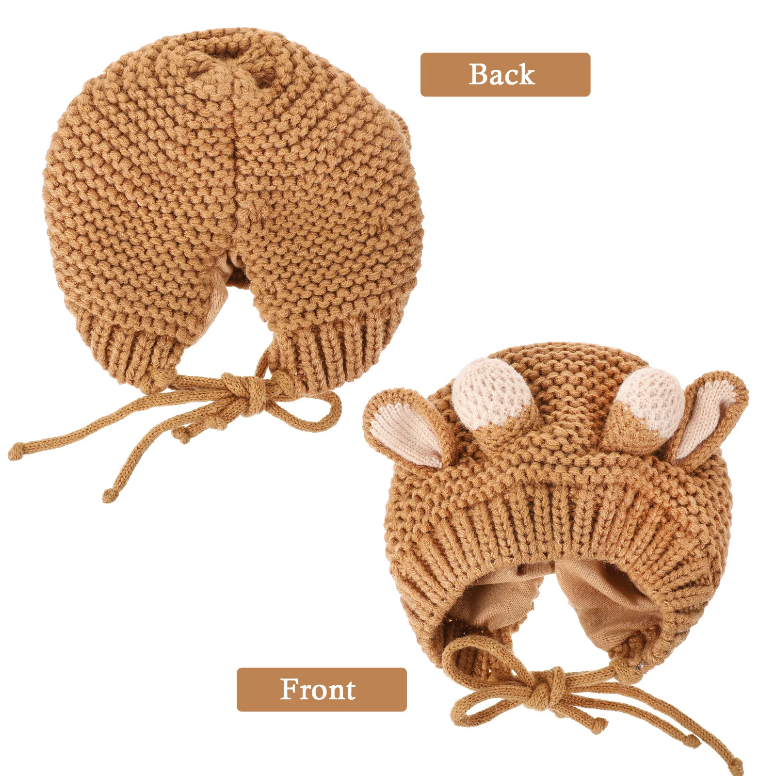 

1 шт., детская вязаная шапка, теплая шапка с манжетами в мультяшном стиле, мягкая акриловая зимняя защитная шапка для ушей, милый уличный аксессуар