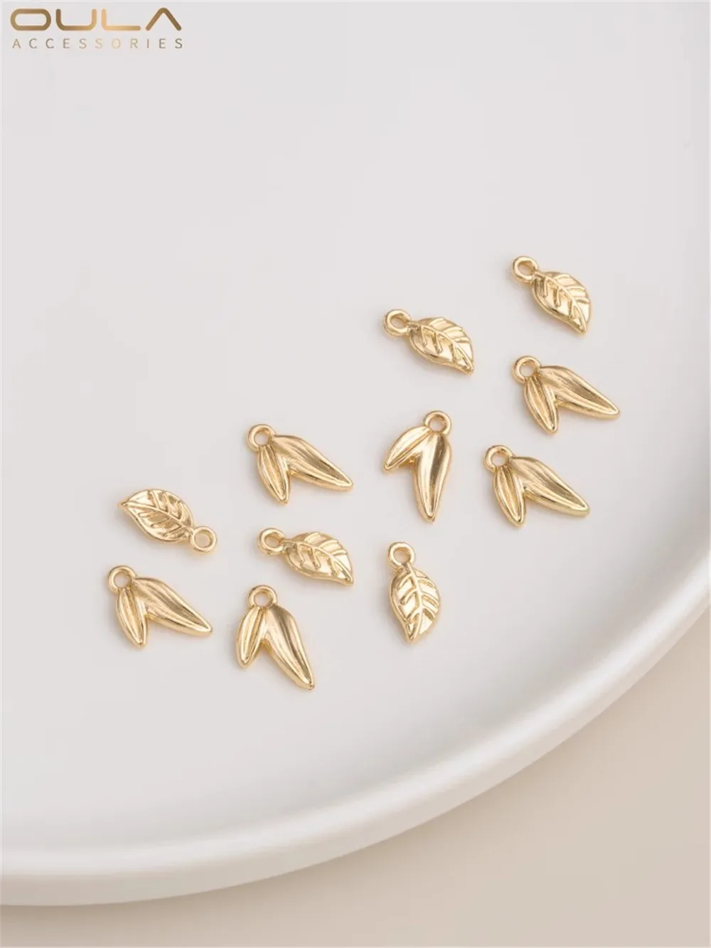 

14K Gold-Filled Plated Leaf Pendant Bamboo Leaf Pendant Handmade Diy Bracelet Earrings Tail Chain Hanging Accessories