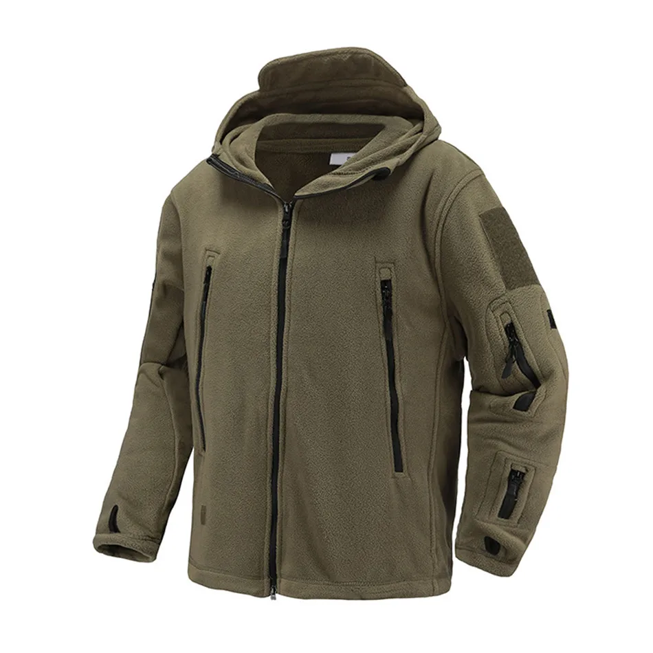 

Military Fan Softshell Fleece Jacket Outdoor Sports Warm Fleece Liner Men's Hooded Climbing Tactical Combat Coat