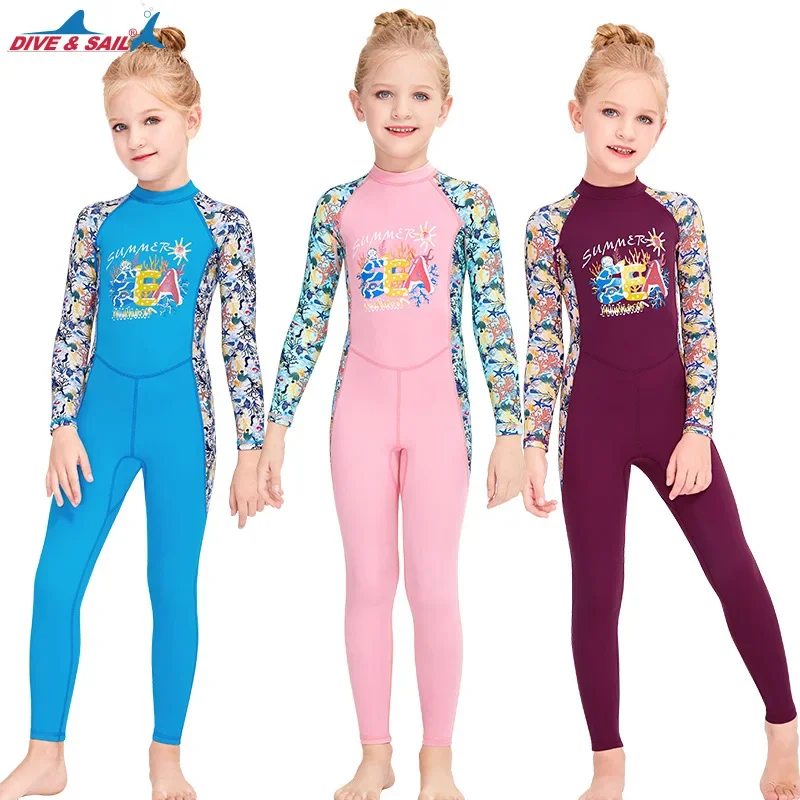 Kids UPF50+ Diving Swimsuit 1mm Long Sleeve Back Zip Surfing Jumpsuit Children swim Rashguard Suit for Boy Girl Dive Kayak Scuba