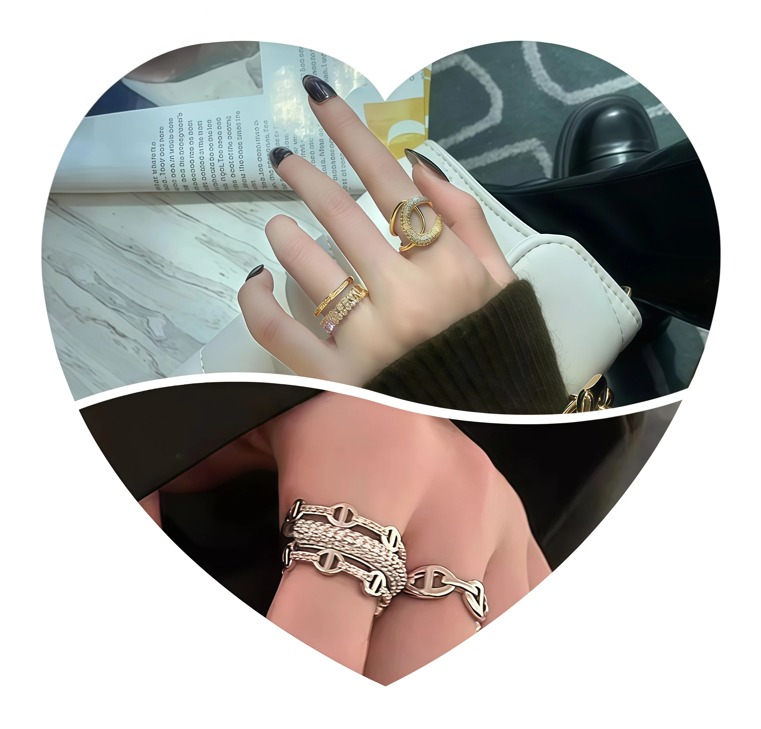 High-grade Quality Silver Stackable Rings Set Pearl & Rhinestone Decorated Open Ring for Women Fashion Jewelry gift
