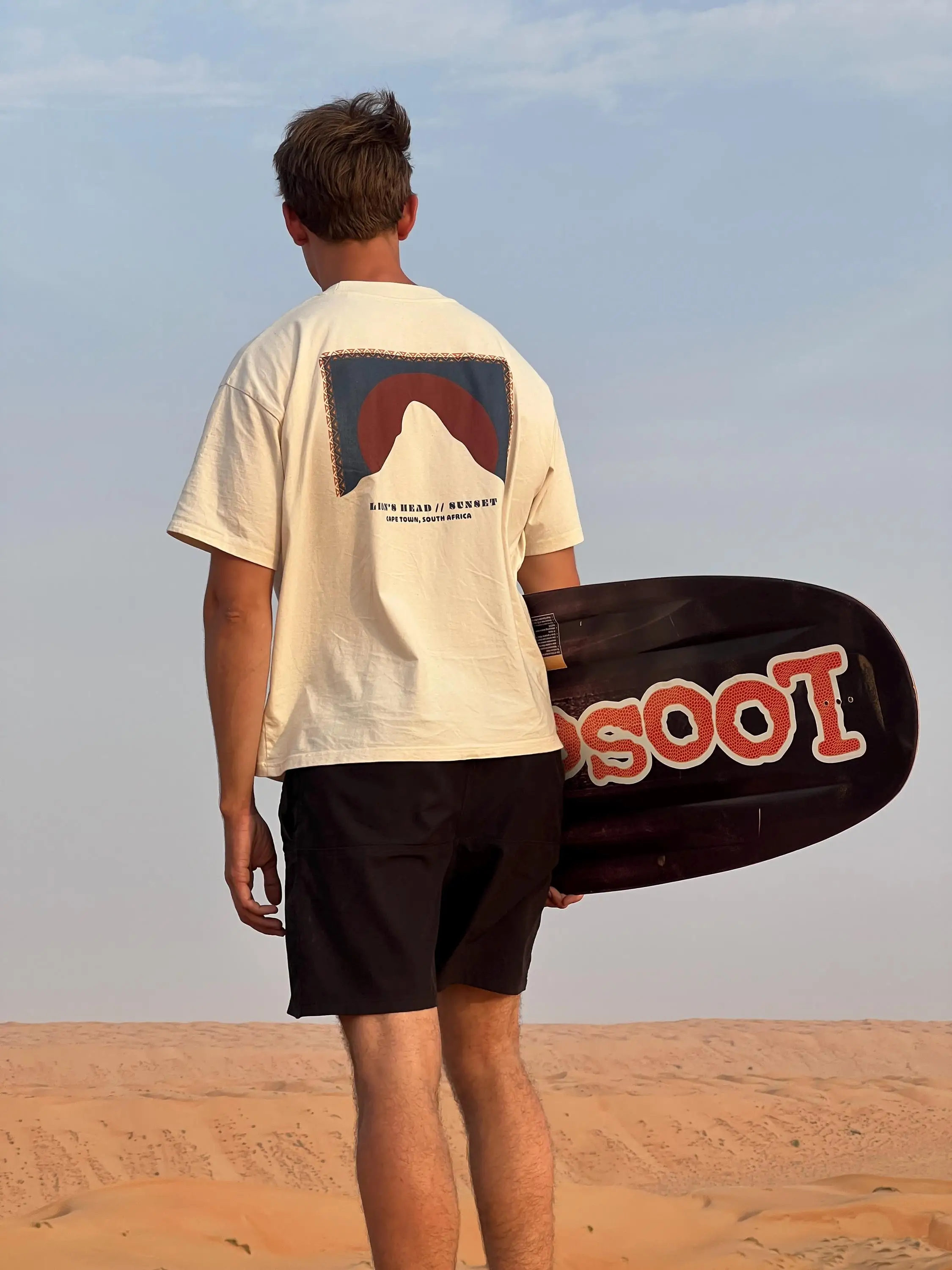 Oversized T-Shirt with Backprint Sunset in Cape Town Shirt Organic Bio Cotton Shirt Summer T-shirt Unisex NO Logo Travel Design