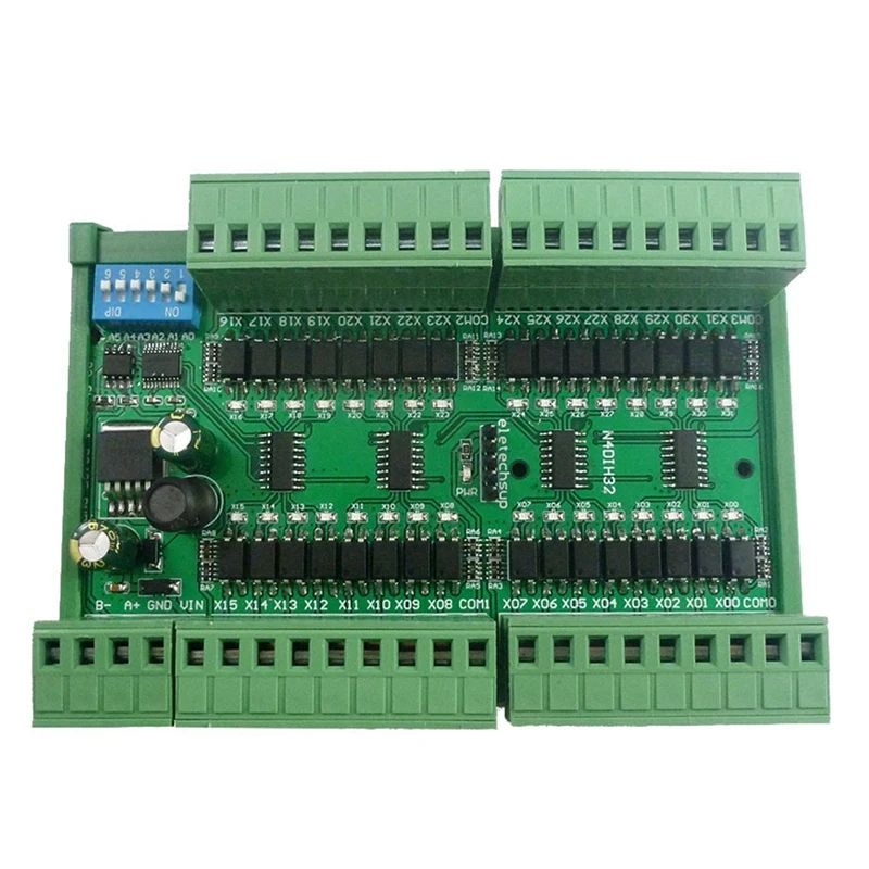 DN-32Ch แยกอินพุตดิจิตอล RS485 Modbus Rtu Controller DC 12V 24V PLC สวิทช์จํานวน Acquisition Board