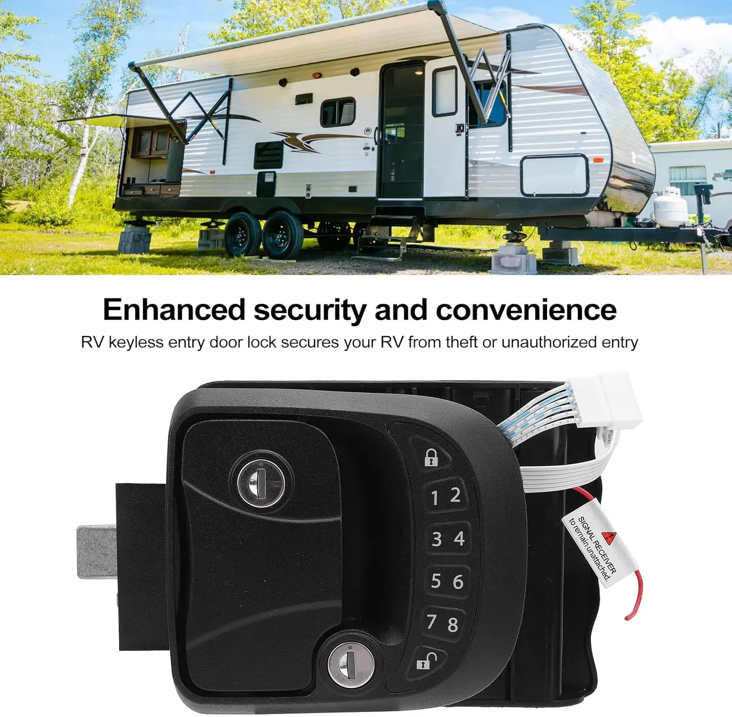 

RV Door Lock Latch Replacement Keyless Entry With Remote Control Trailer Campers Door Latch Right CJ5Z17K707A, FO1325158