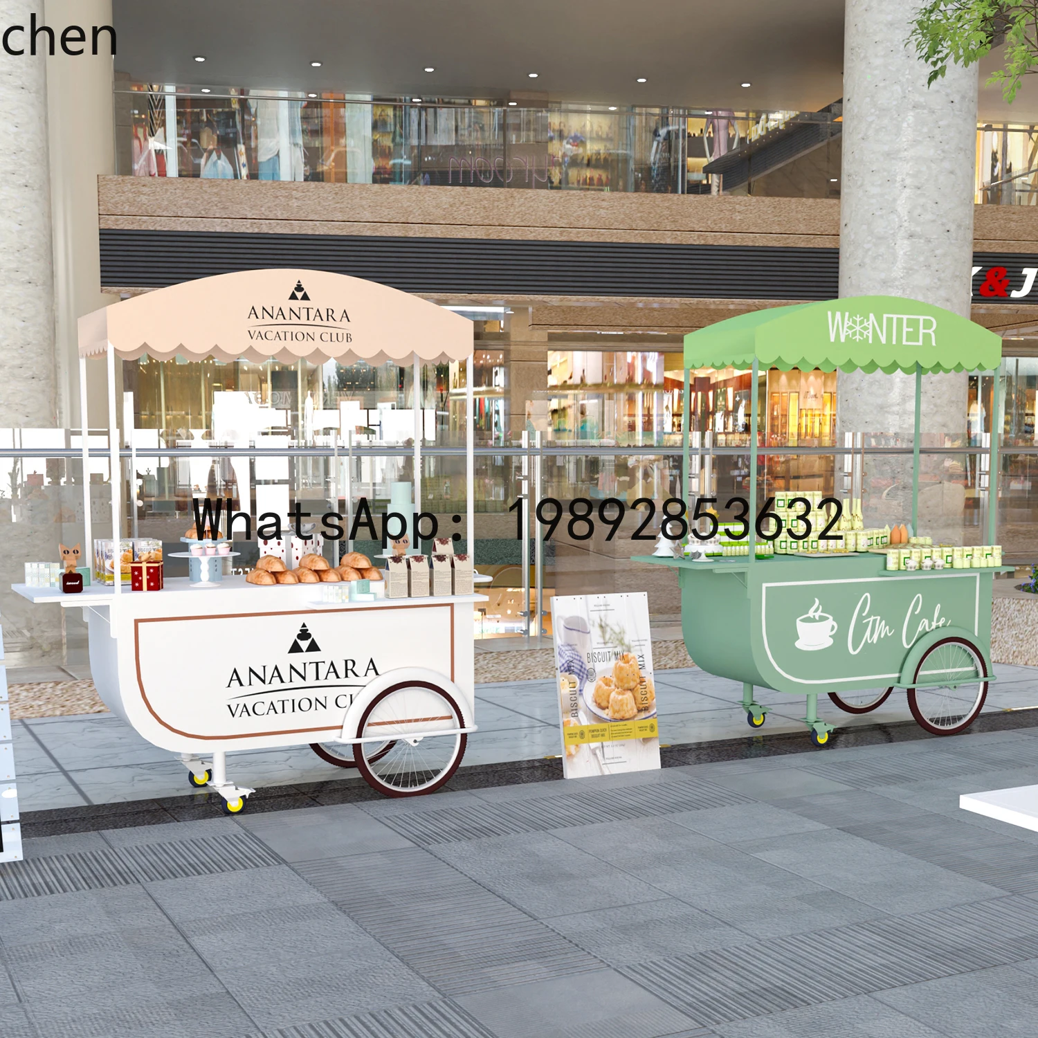 BB  Mobile Stall Hand-Pulled Commercial Square Display Cart Night Market Outdoor Scenic Area Sales Cart