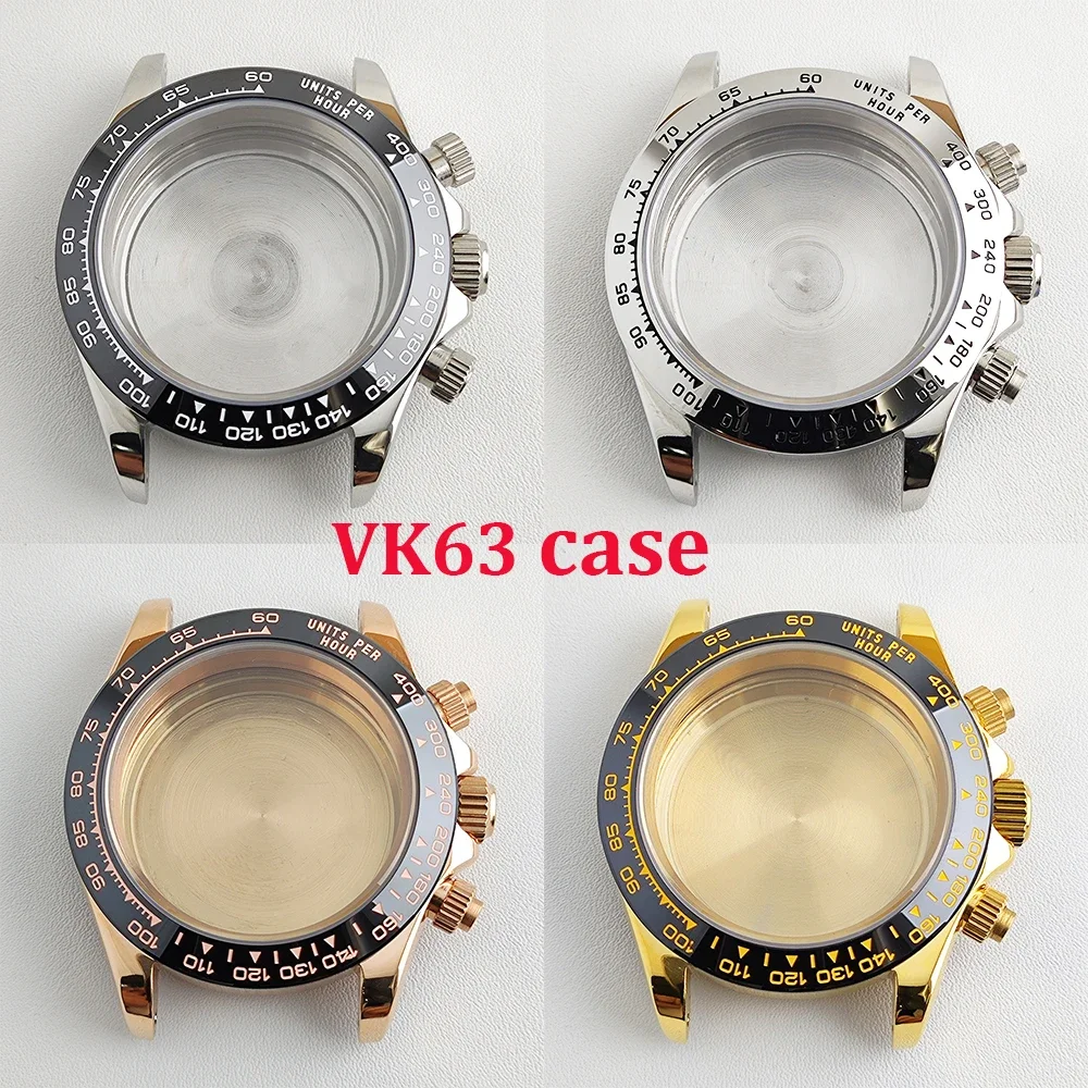 VK63 Case 39mm Men's Watch Case Stainless Steel Sapphire Glass Crystal for Daytona VK63 Movement Watch Parts Repair Tools