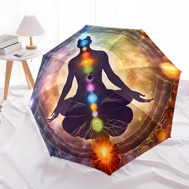 Chakra Automatic Umbrella, Compact Design with 8 Ribs,  Outdoor Leisure and Daily Use-ideal Gift