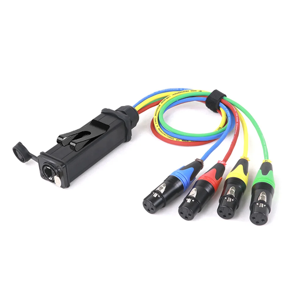 4 Channel 3Pin XLR Female to RJ45 Cat6 Ethernet Extender Network Breakout Audio Extension Cable for Live Stage,Recording Studio