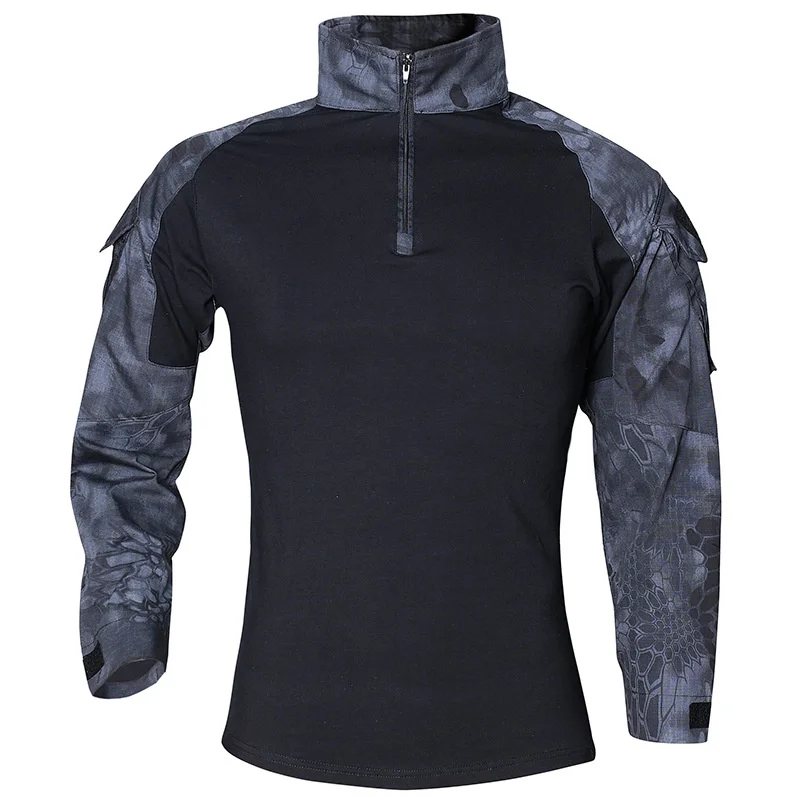 

CS Shooting Tactical Camouflage Shirt With Elbow Pad Men Outdoor Hunting Training Paintball Army Combat Long Sleeve T-Shirt Tops