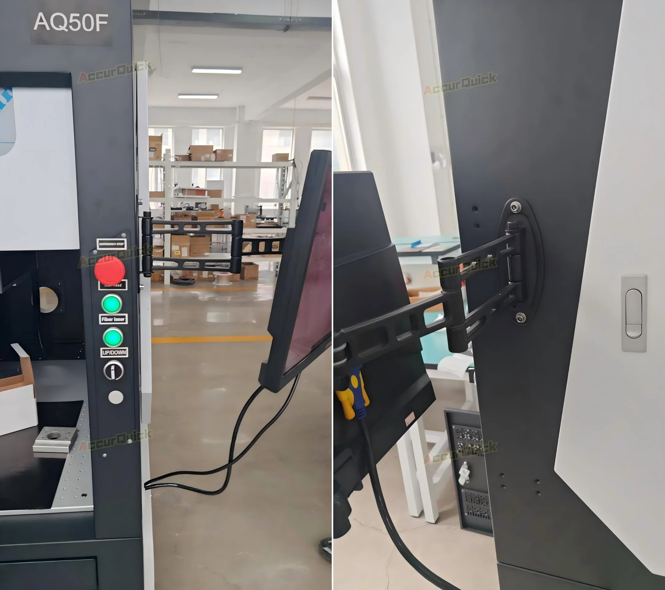 CNC金属彫刻機 AQ50F ファイバーレーザーマーキング機 保護カバー付き