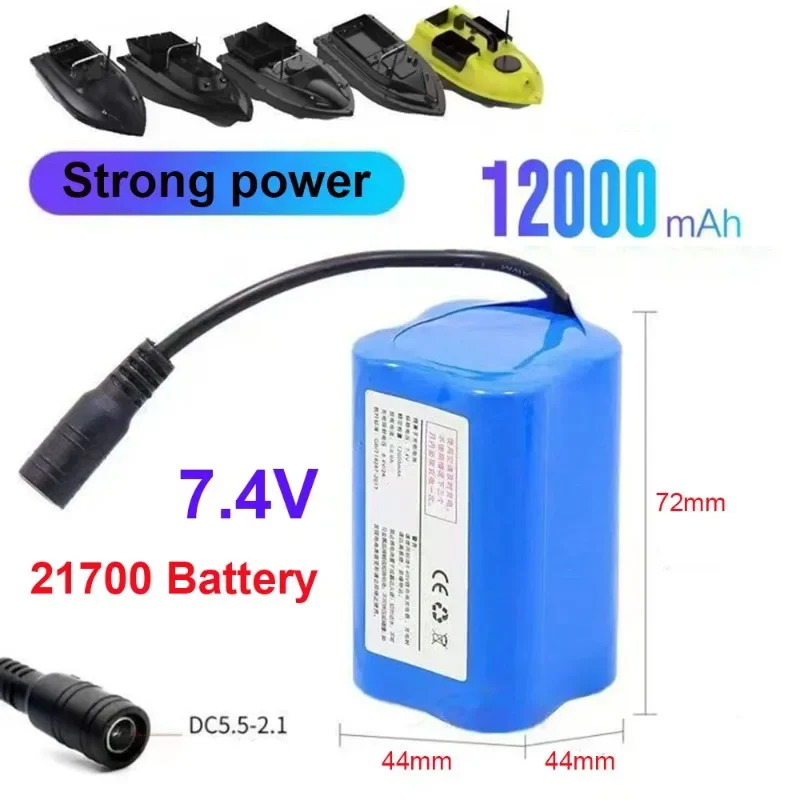 

7.4V 12000mAh 21700 Battery For T188 T888 2011-5 V007 C18 H18 RC Fishing Bait Boat accessories 7.4v аккумулятор для кораблика