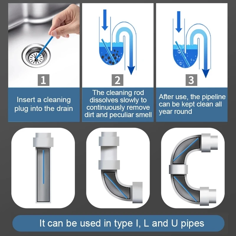 Kitchen Sink Cleaning Agent Sewer Remove Oil Pollution Washbasin Toilet Bathtub Pipe Cleaning Sticks Household Cleaning Products