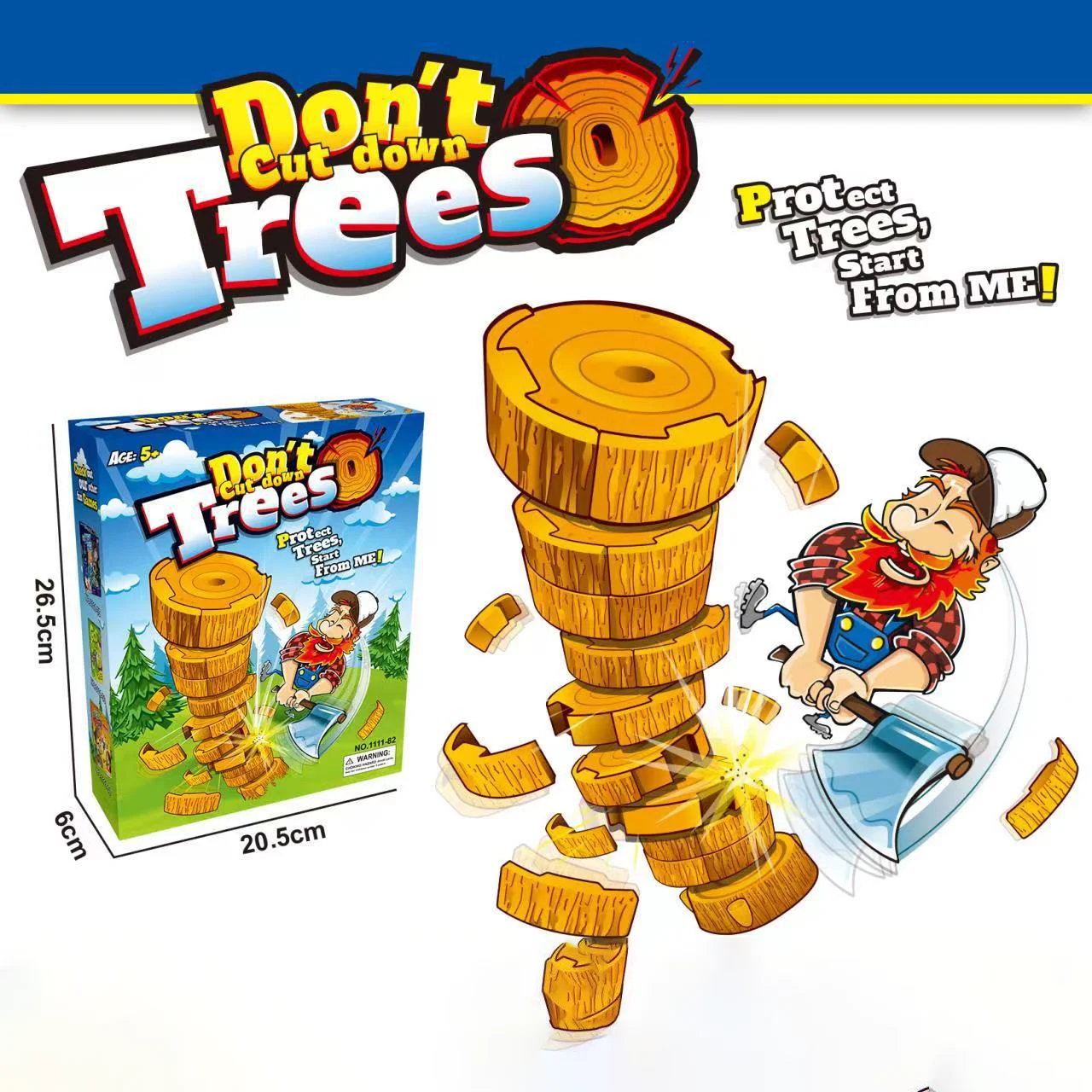 Competitive Lumberjack Tree Bark Chopping Game, Kids' Educational Family Party Interactive Strategy Board Toy