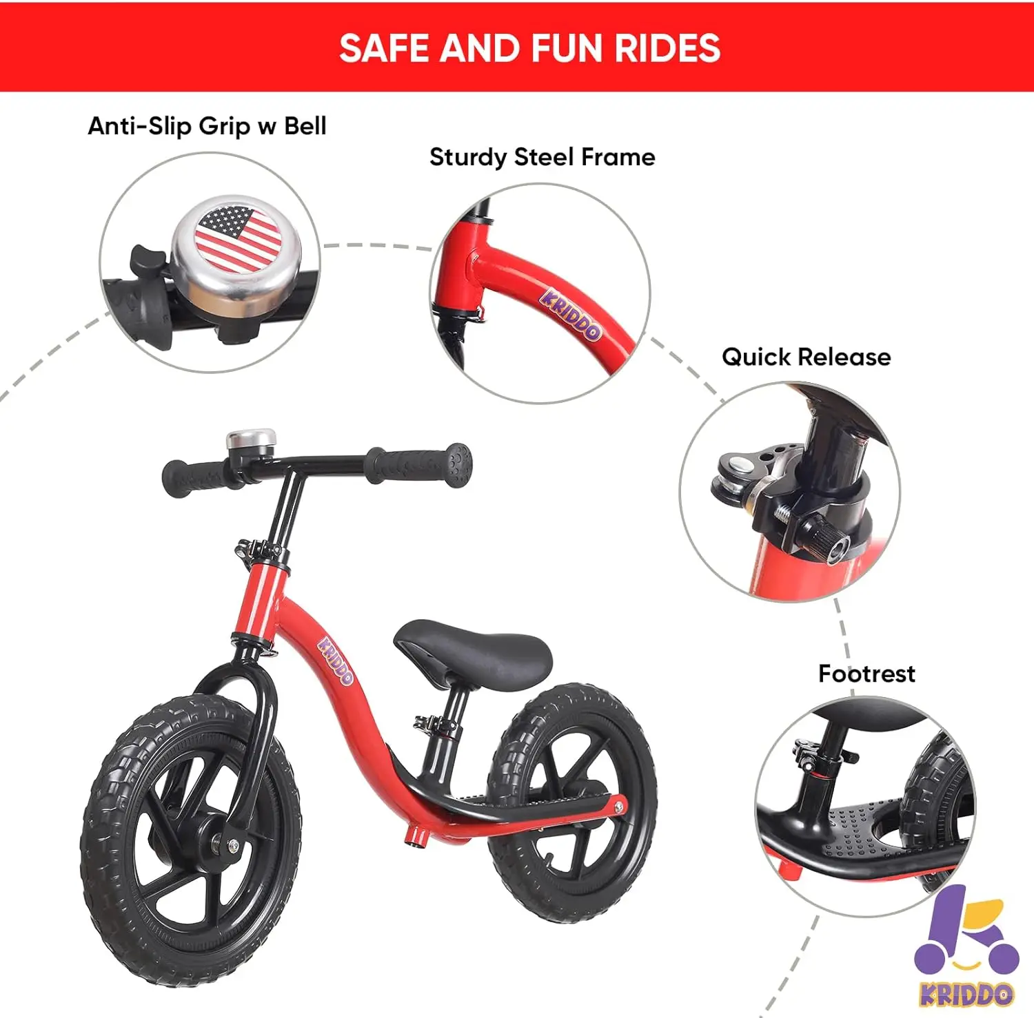 Vélo d'équilibre coule pour tout-petits, vélo à pousser, apprentissage précoce, équilibrage stable, 2 ans, 24 mois à 5 ans, Gi
