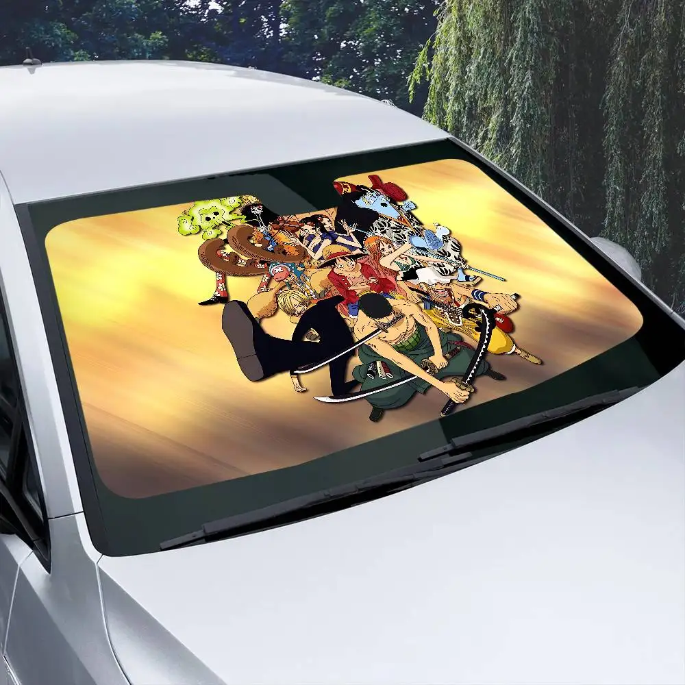 Einteiliger Cartoon-Anime-Sonnenschutz für die Windschutzscheibe, 3D-Film, kariert, Geschenk, Neuheit, Auto-Frontscheibenblende, 70x130cm, Sonnenblende, Sonnenschutz – Detail 9