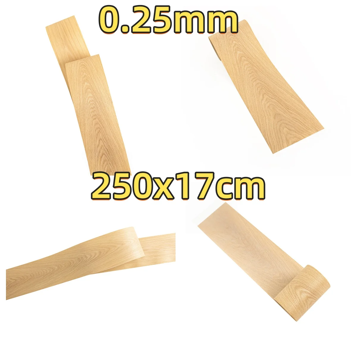 Natural White Oak Figured Veneer, 0.25mm, 250x17cm, For Album Cover Decoration & Mixed Media Ceiling Decoration.