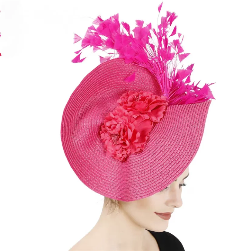 

Преувеличенная большая шляпа с перьями, головные уборы, свадебная сцена, Faion ow St, коса, заколка для волос, повязка для волос с цветочным принтом, винтажная женская...