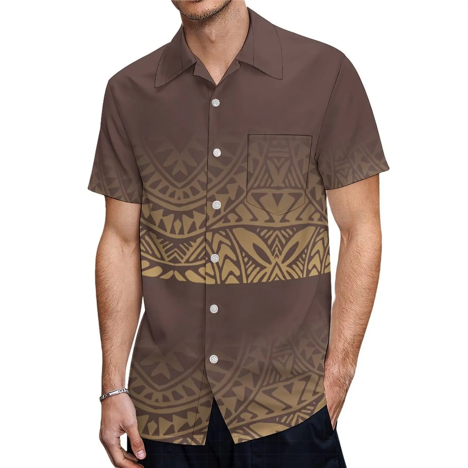 2024 Fashion Summer Men'S Shirt Polynesian Tribe Features Custom Hawaiian Men'S Aloha Short Sleeve Shirt 