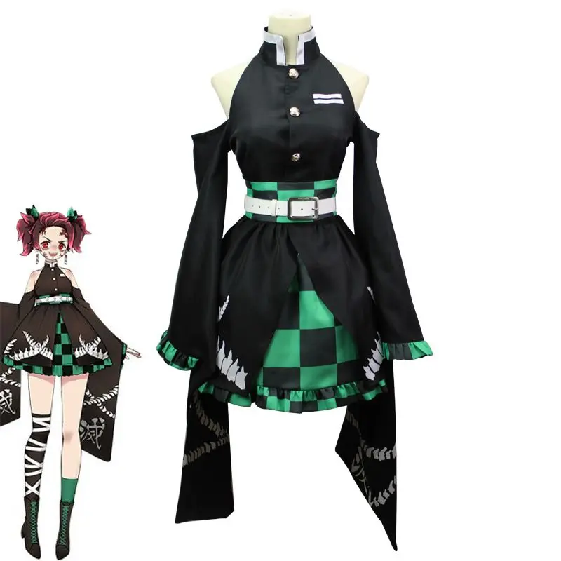 Disfraz de Cosplay de Tanjirou Zenitsu para adultos y niños, vestido de inversión, pelucas, conjunto de Carnaval de Halloween