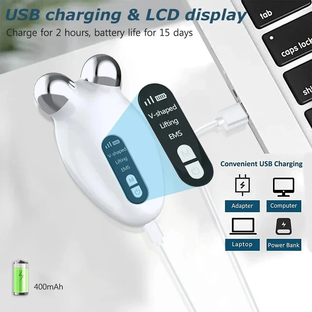 Masseur Facial rouleau à microcourant dispositif EMS pour le Lifting du visage resserrer la peau rajeunissement dissolvant de menton Anti-rides Double soin