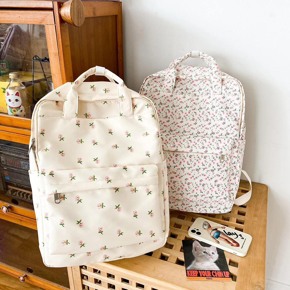 女性大学生バックパック大容量キャンバスダブルショルダーバッグ調節可能なストラップ十代の女の子のバッグ