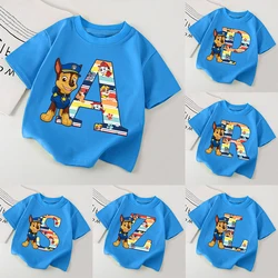 T-shirt Pat'Patrouille à Manches Courtes pour Enfant, Décontracté, avec Dessin Animé, Lettre Graphique, Vêtements d'Été, 2024