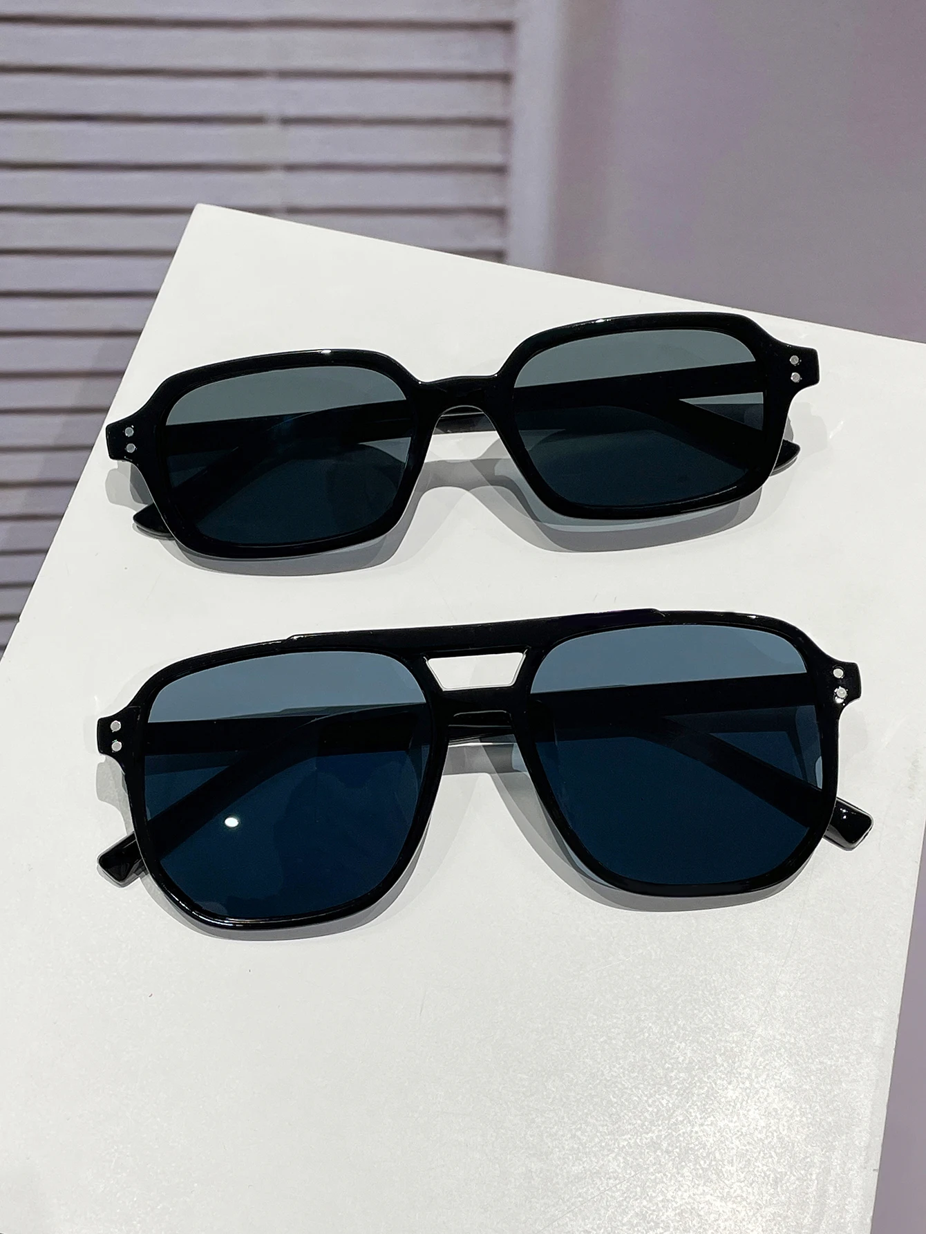 2PCS Unisex Pilot Brillengestell Rechteck Einfarbig Modische Brille Geeignet für den täglichen Gebrauch