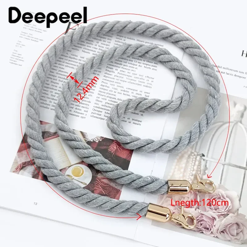 Deepeel 120cm Cotton Rope Cords Buckles Bag Strap for Women Handbag Handles Crossbody Chains Replacement DIY Parts Accessory